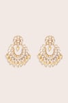 Shop_ZEVAR BY GEETA_Gold Plated Kundan Polki Danglers _at_Aza_Fashions
