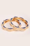 Shop_ZEVAR BY GEETA_Blue Stones Designer Kundan Polki Bangles _at_Aza_Fashions