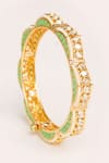 Shop_ZEVAR BY GEETA_Aqua Designer Kundan Polki Bangles _at_Aza_Fashions