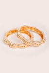 Shop_ZEVAR BY GEETA_White Pearls Designer Kundan Polki Bangles _at_Aza_Fashions