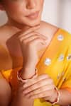 ZEVAR BY GEETA_Red Stones Designer Kundan Polki Bangles _Online_at_Aza_Fashions