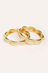 Shop_ZEVAR BY GEETA_Green Designer Kundan Polki Bangles _at_Aza_Fashions