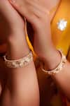 ZEVAR BY GEETA_Red Stones Designer Kundan Polki Bangles _Online_at_Aza_Fashions