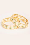 Shop_ZEVAR BY GEETA_Gold Plated Designer Kundan Polki Bangles _at_Aza_Fashions