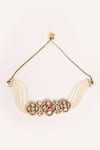 Buy_ZEVAR BY GEETA_Multi Color Stones, Pearls Designer Kundan Polki Bracelet _at_Aza_Fashions