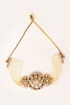 Shop_ZEVAR BY GEETA_Gold Plated Finish Kundan Polki Bracelet _at_Aza_Fashions