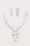 Shop_Zevar By Geeta_White Faux Diamonds Designer Jewellery Set _at_Aza_Fashions