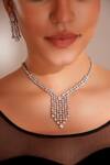 Zevar By Geeta_White Faux Diamonds Designer Jewellery Set _Online_at_Aza_Fashions