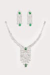 Shop_ZEVAR BY GEETA_Silver Plated Faux Diamonds Designer Necklace And Earrings Set _at_Aza_Fashions