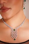 Buy_ZEVAR BY GEETA_Silver Plated Faux Diamonds Designer Necklace And Earrings Set _Online_at_Aza_Fashions