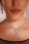 Buy_ZEVAR BY GEETA_White Diamonds Designer Faux Necklace And Earrings Set _Online_at_Aza_Fashions