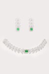 Shop_ZEVAR BY GEETA_Green Crystals Designer Faux Diamond Jewellery Set _at_Aza_Fashions