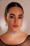 Buy_ZEVAR BY GEETA_Green Crystals Designer Faux Diamond Jewellery Set _at_Aza_Fashions