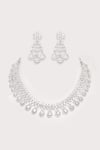 Shop_ZEVAR BY GEETA_White Diamonds Designer Faux Necklace And Earrings Set _at_Aza_Fashions