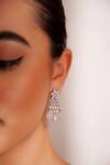 ZEVAR BY GEETA_White Diamonds Designer Faux Necklace And Earrings Set _Online_at_Aza_Fashions