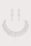 Shop_ZEVAR BY GEETA_White Diamonds Designer Faux Necklace And Earrings Set _at_Aza_Fashions