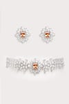 Shop_ZEVAR BY GEETA_Peach Diamonds Faux Jewellery Set _at_Aza_Fashions