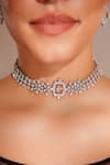 Buy_ZEVAR BY GEETA_Peach Diamonds Faux Jewellery Set _Online_at_Aza_Fashions