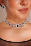 ZEVAR BY GEETA_Green Diamonds Designer Faux Jewellery Set _Online_at_Aza_Fashions