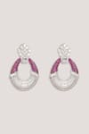Shop_ZEVAR BY GEETA_Purple Diamonds Contemporary Faux Earrings _at_Aza_Fashions