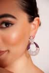 ZEVAR BY GEETA_Purple Diamonds Contemporary Faux Earrings _Online_at_Aza_Fashions