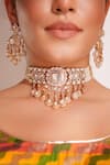 Buy_ZEVAR BY GEETA_Gold Plated Diamonds Kundan Polki Jewellery Set _Online_at_Aza_Fashions