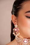 ZEVAR BY GEETA_Red Diamonds Kundan Polki Designer Jewellery Set _Online_at_Aza_Fashions