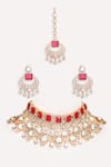Shop_ZEVAR BY GEETA_Red Stones Kundan Polki Designer Jewellery Set _at_Aza_Fashions