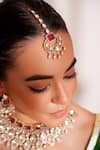 ZEVAR BY GEETA_Red Stones Kundan Polki Designer Jewellery Set _Online_at_Aza_Fashions