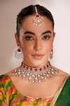Buy_ZEVAR BY GEETA_Red Stones Kundan Polki Designer Jewellery Set _Online_at_Aza_Fashions