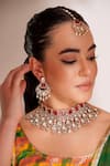 Buy_ZEVAR BY GEETA_Red Stones Kundan Polki Designer Jewellery Set _at_Aza_Fashions
