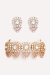 Shop_ZEVAR BY GEETA_Pink Diamonds Kundan Polki Two Tone Necklace And Earrings Set _at_Aza_Fashions