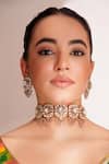 Buy_ZEVAR BY GEETA_Pink Diamonds Kundan Polki Two Tone Necklace And Earrings Set _at_Aza_Fashions