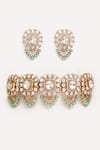 Shop_ZEVAR BY GEETA_Aqua Diamonds Kundan Polki Necklace And Earring Set _at_Aza_Fashions