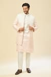 Shop_RNG Safawala_White Silk, Crepe Embroidery Sherwani And Kurta Set 