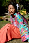 Buy_Lahario_Multi Color Modal, Satin Collared Multicolor Abstract Print Shirt And Pant Set _at_Aza_Fashions