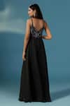 Shop_Two Sisters By Gyans_Black Georgette Sequins, Beads V-neck Designer Jumpsuit _at_Aza_Fashions
