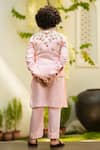 Shop_LITTLEENS_Peach Silk Sequins, Embroidery Nehru Jacket _at_Aza_Fashions