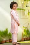 LITTLEENS_Peach Silk Sequins, Embroidery Nehru Jacket _Online_at_Aza_Fashions