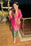 Shop_MINIME ORGANICS_Pink Brocade, Cotton Woven Kurta Set _at_Aza_Fashions