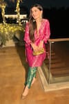 MINIME ORGANICS_Pink Brocade, Cotton Woven Kurta Set _Online_at_Aza_Fashions
