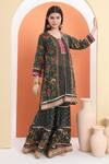 MINIME ORGANICS_Green Cotton Embroidery Bottle Printed Kurta Set _Online_at_Aza_Fashions
