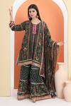 Shop_MINIME ORGANICS_Green Cotton Embroidery Bottle Printed Kurta Set _Online_at_Aza_Fashions