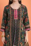 MINIME ORGANICS_Green Cotton Embroidery Bottle Printed Kurta Set _at_Aza_Fashions
