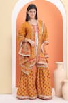 Buy_MINIME ORGANICS_Yellow Cotton Embroidery Orange Printed Kurta Set _at_Aza_Fashions