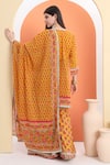 Shop_MINIME ORGANICS_Yellow Cotton Embroidery Orange Printed Kurta Set _at_Aza_Fashions