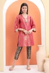 Buy_MINIME ORGANICS_Pink Brocade Embroidery Designer Woven Kurta Set _at_Aza_Fashions