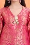 MINIME ORGANICS_Pink Brocade Embroidery Designer Woven Kurta Set _Online_at_Aza_Fashions