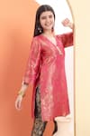 Buy_MINIME ORGANICS_Pink Brocade Embroidery Designer Woven Kurta Set 