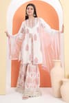 MINIME ORGANICS_Off White Cotton Embroidery Printed Kurta Sharara Set _at_Aza_Fashions